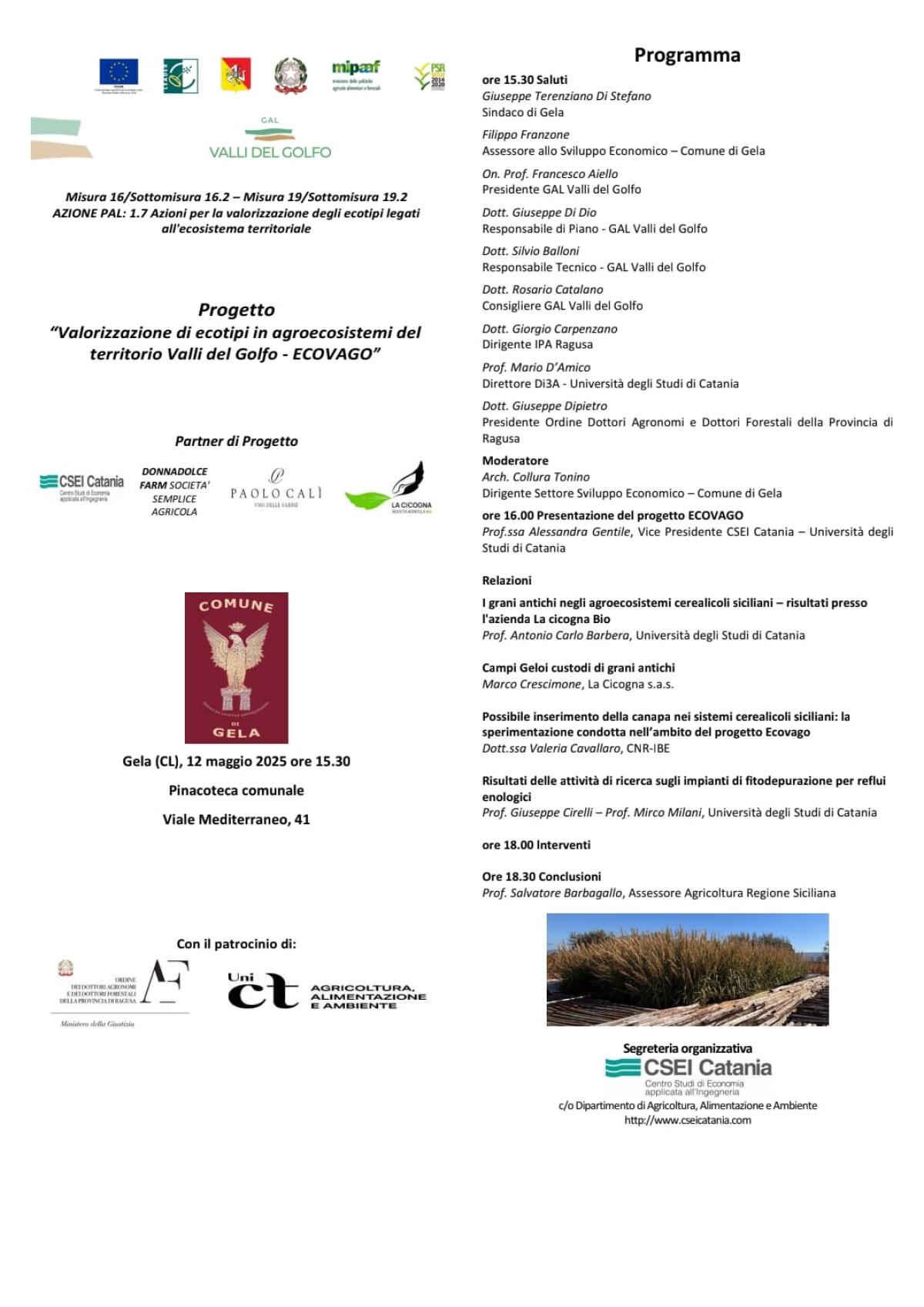 Valorizzazione degli ecotipi e sostenibilità agricola: a Gela la presentazione del progetto Ecovago -