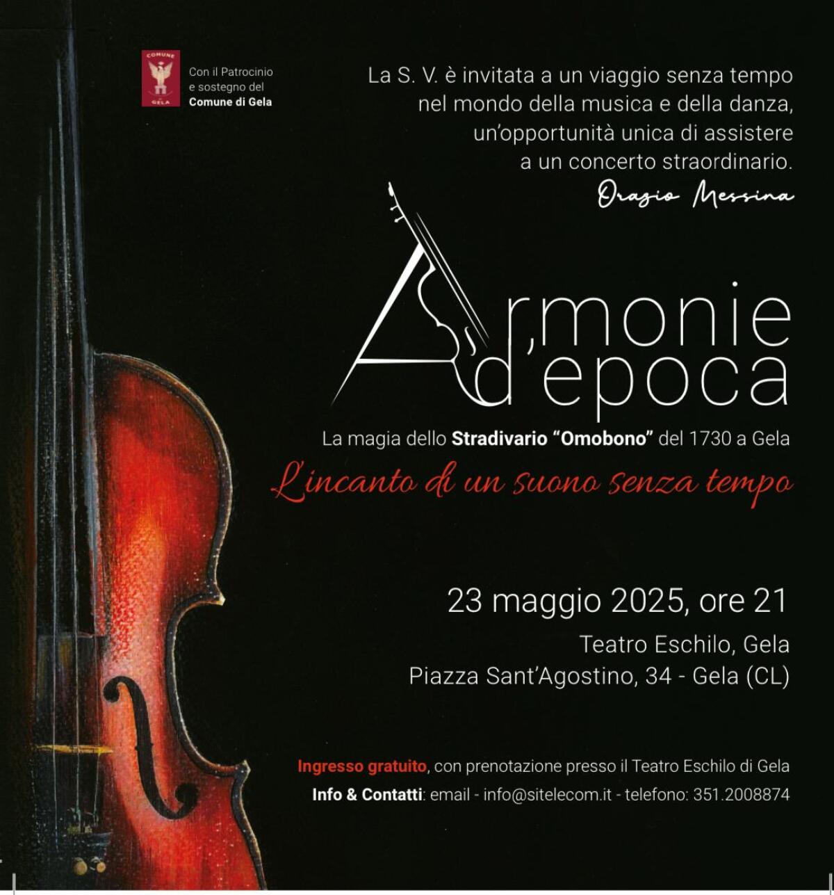 “Armonie d’Epoca”: La magia dello Stradivari a Gela -