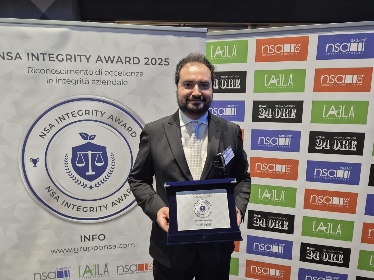 La Sun Eco Power premiata con l’NSA Integrity Award a Milano -