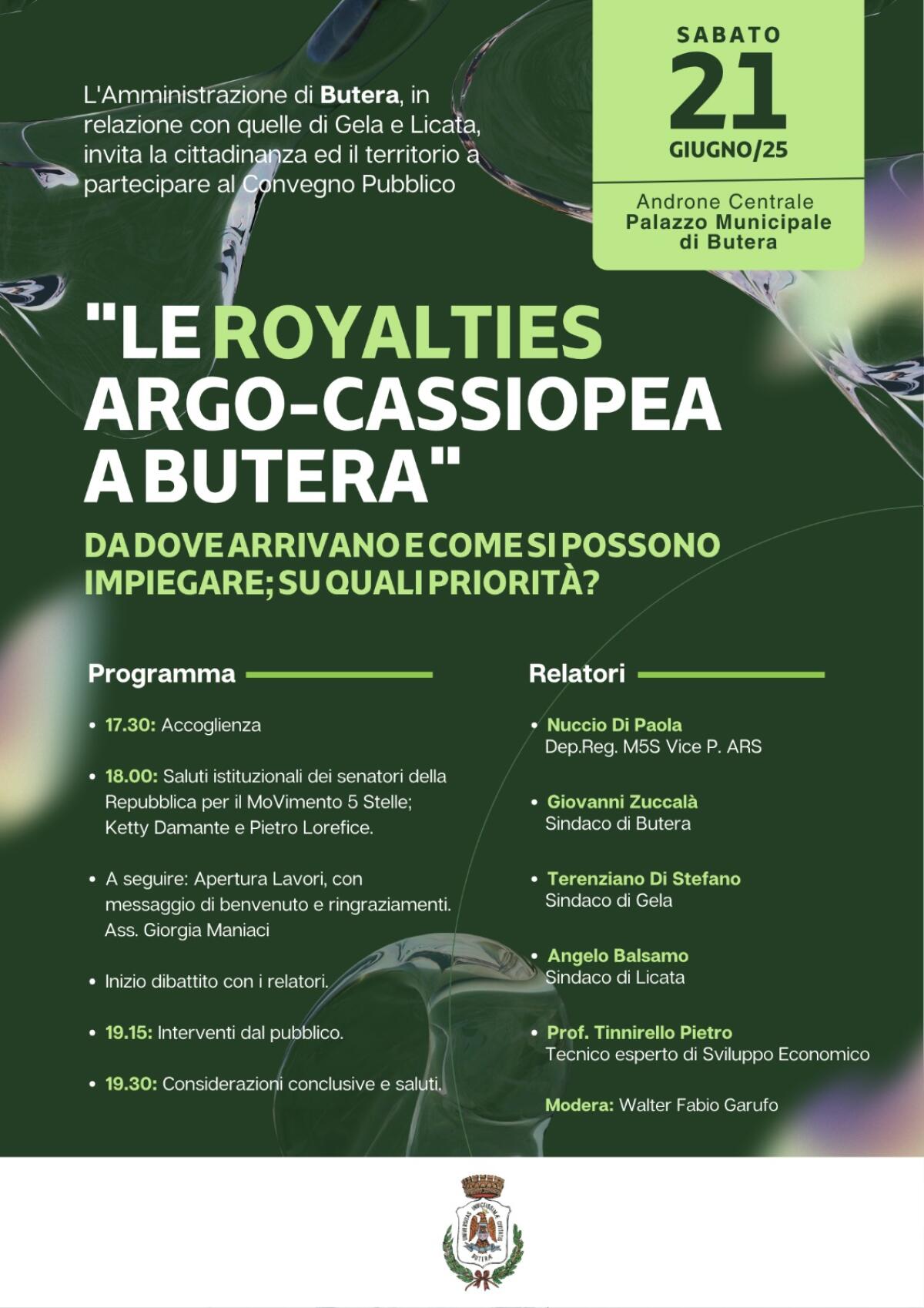 A Butera si parla di Royalties Argo - Cassiopea -