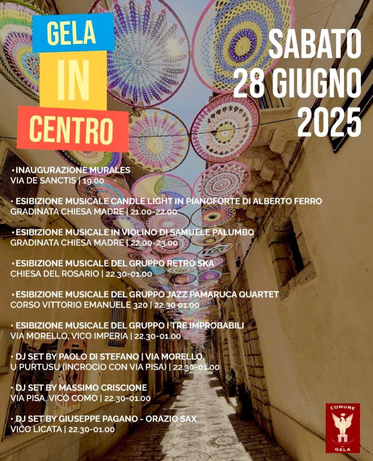 ‘Gela in centro’: musica e spettacolo sabato 28 giugno -