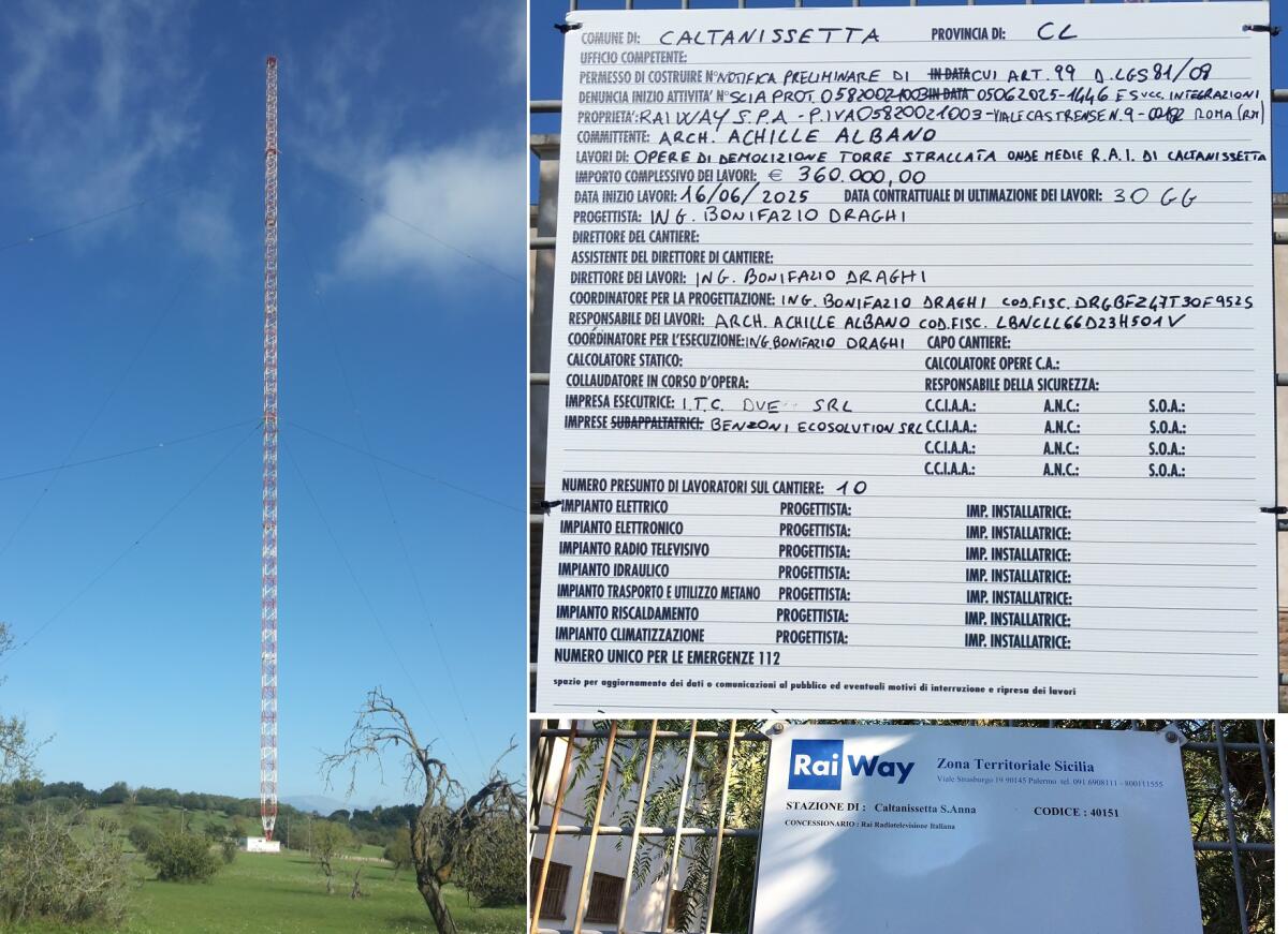 Il Wwf Sicilia Centrale lancia l’ultimatum per bloccare la demolizione della storica antenna Rai - 