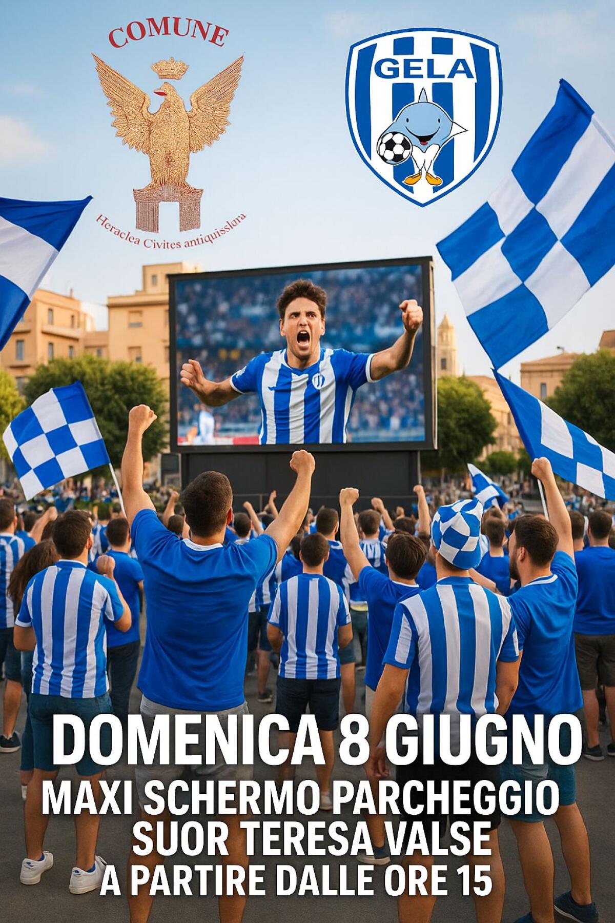 Maxi schermo a Macchitella per la finale play-off del Gela calcio -