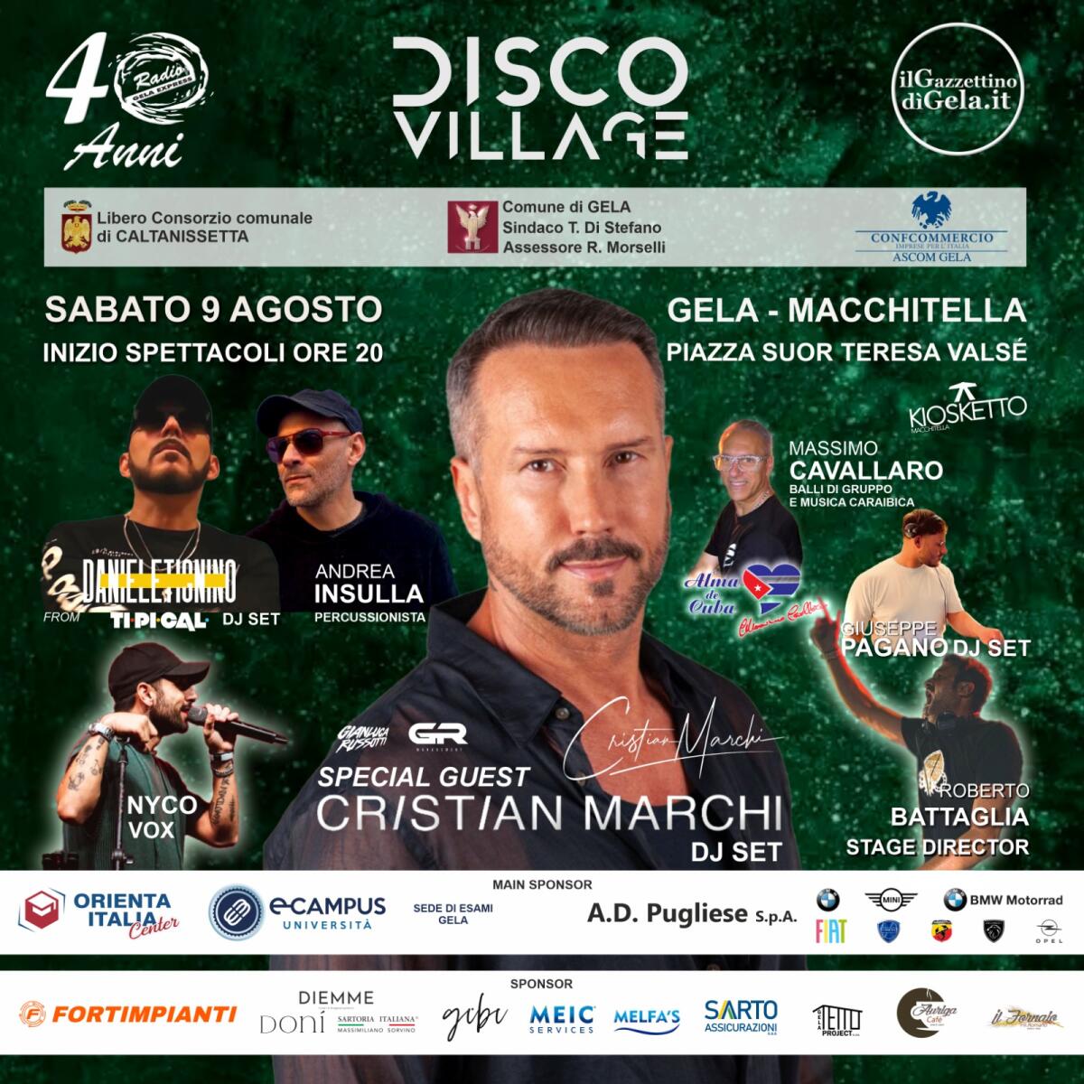 Cristian Marchi al Disco Village. Sul palco anche Daniele Tignino, Giuseppe Pagano, Andrea Insulla e Alma de Cuba - 