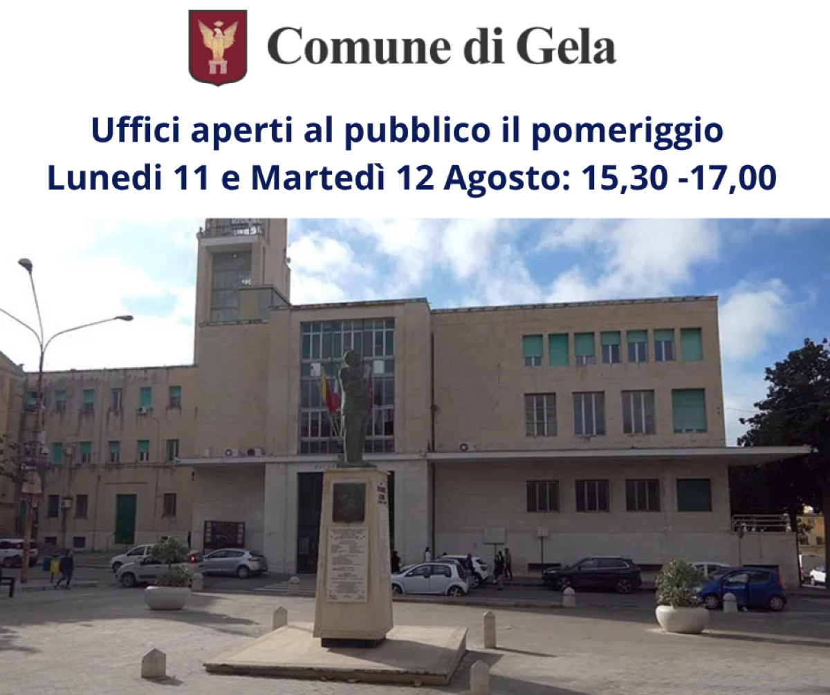 Uffici comunali chiusi il pomeriggio del 14 Agosto  - 