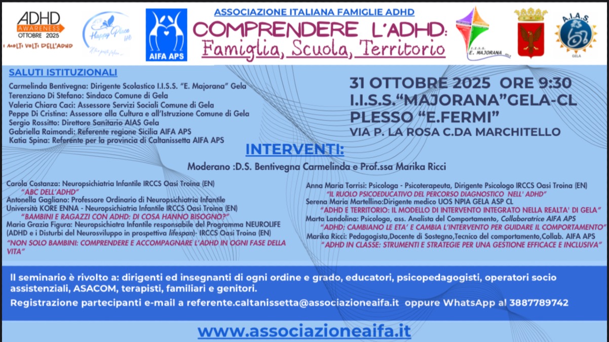 “Comprendere l’ADHD: Famiglia, Scuola, Territorio” -