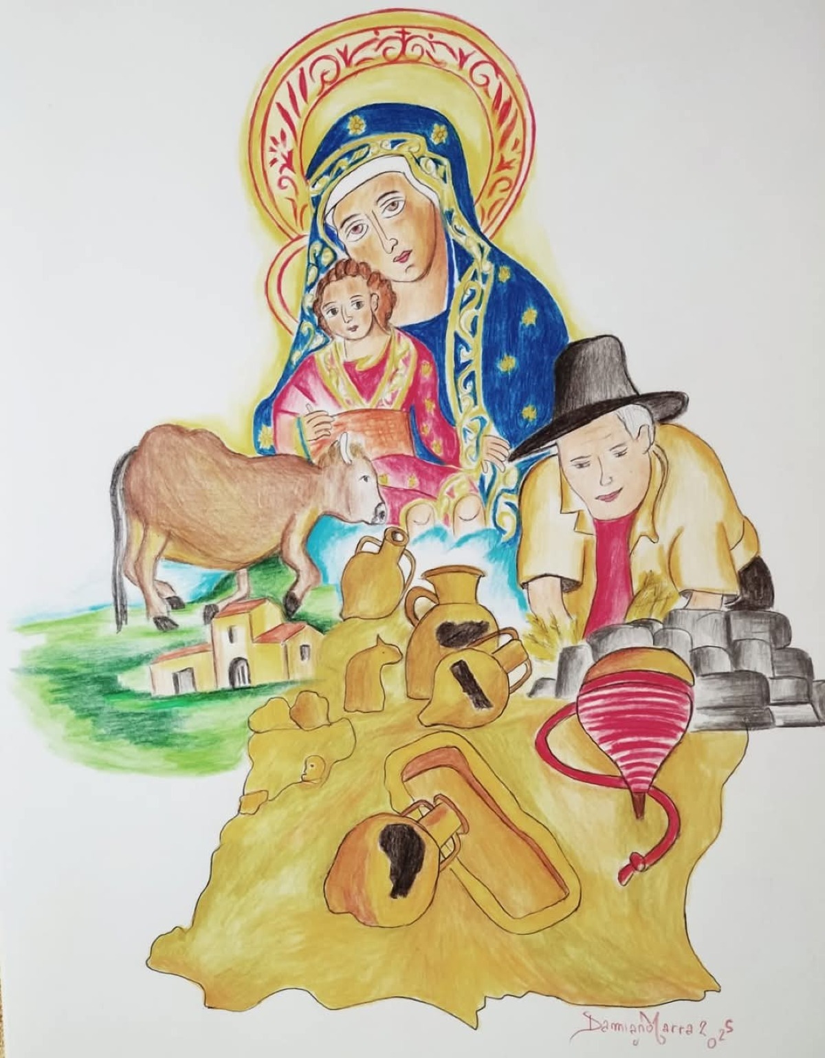 Murales con i simboli del quartiere Buviru - 