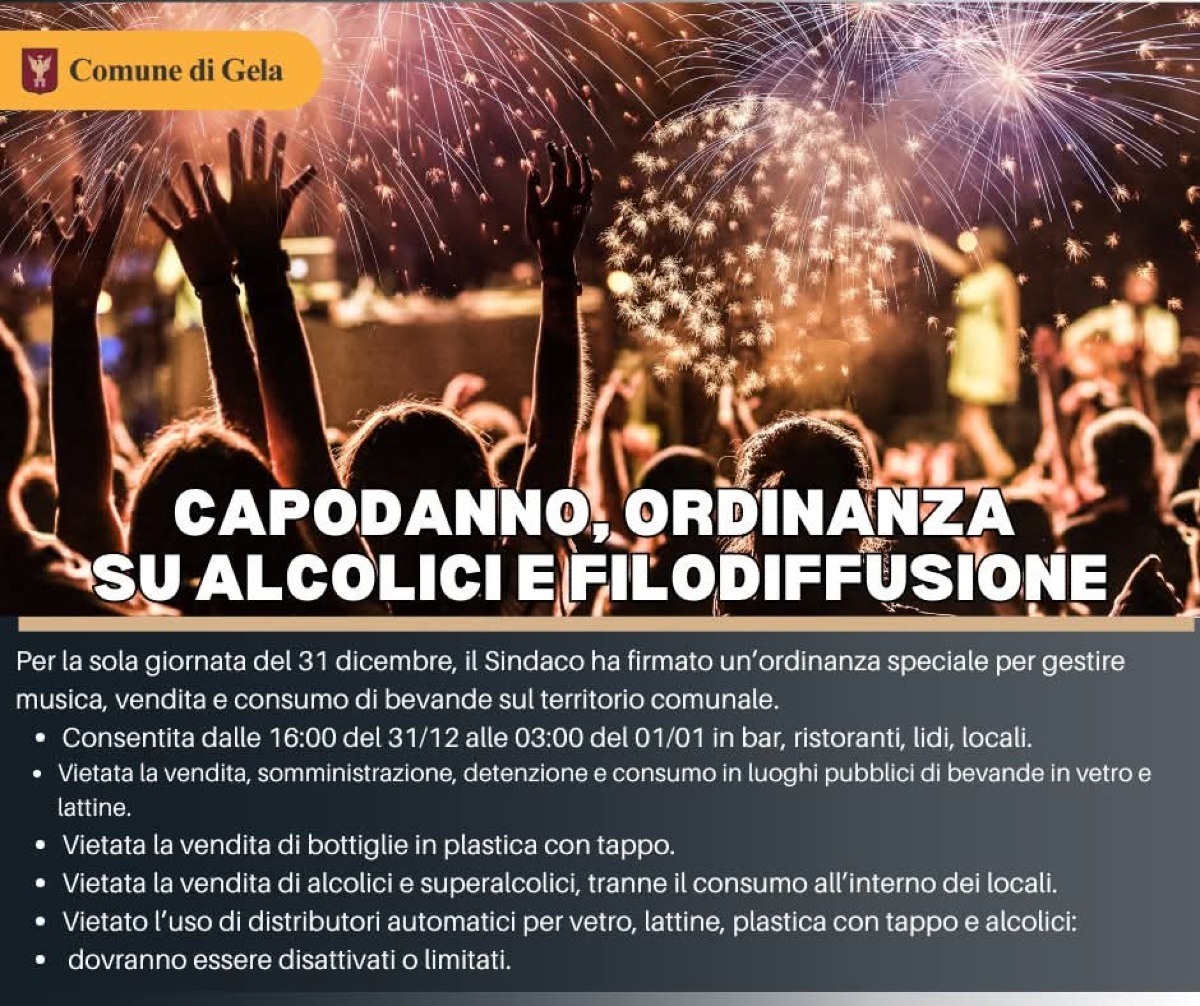 Ordinanza di Capodanno su musica e alcolici  - 