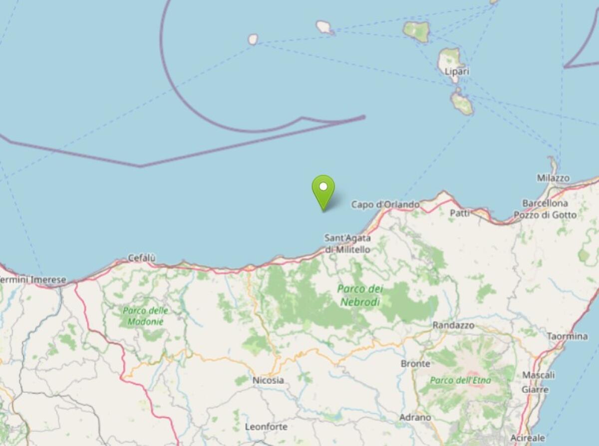 Scossa di terremoto di magnitudo 3.3 in mare al largo costa messinese - 