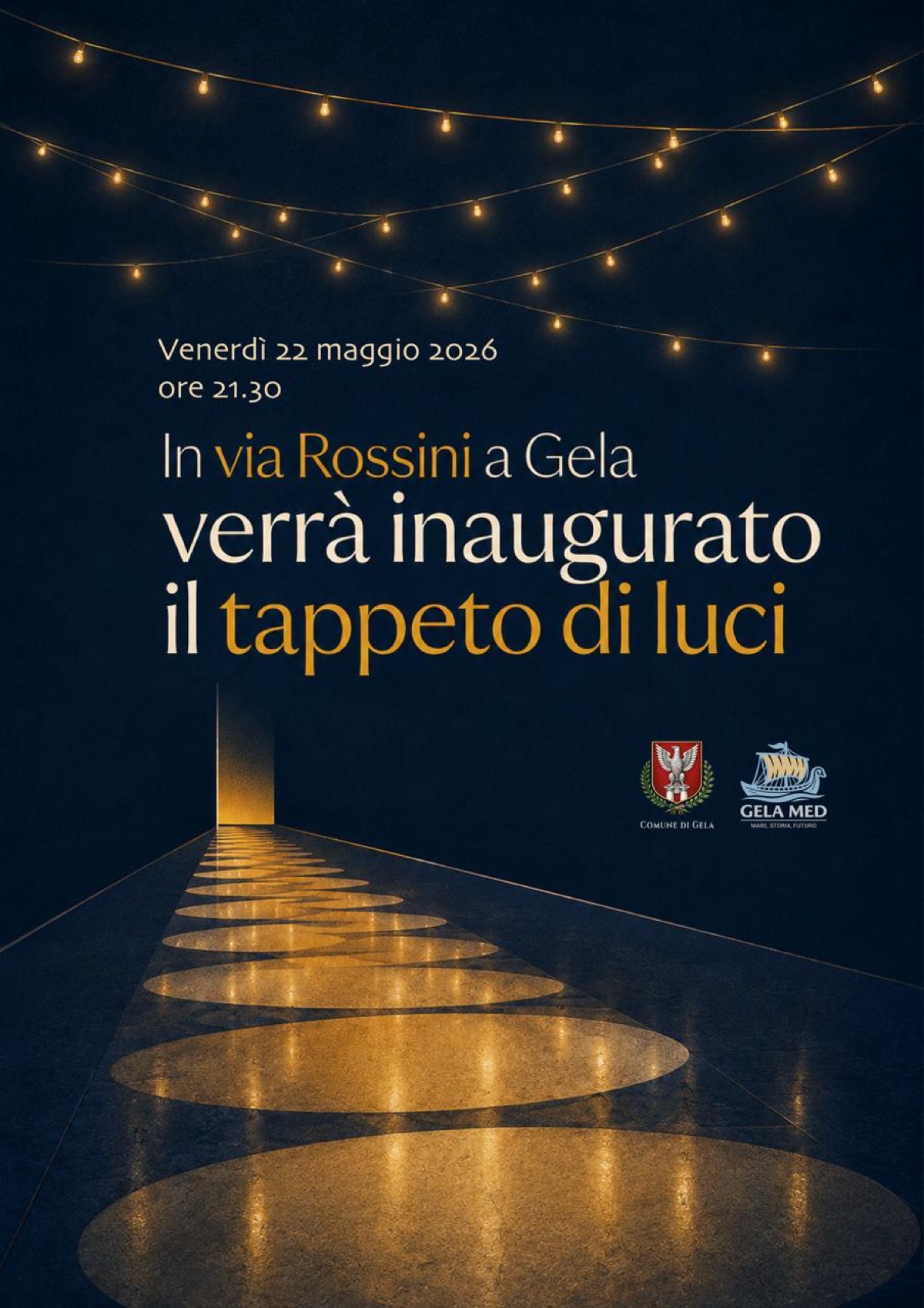 Un tappeto di luci in via Rossini 