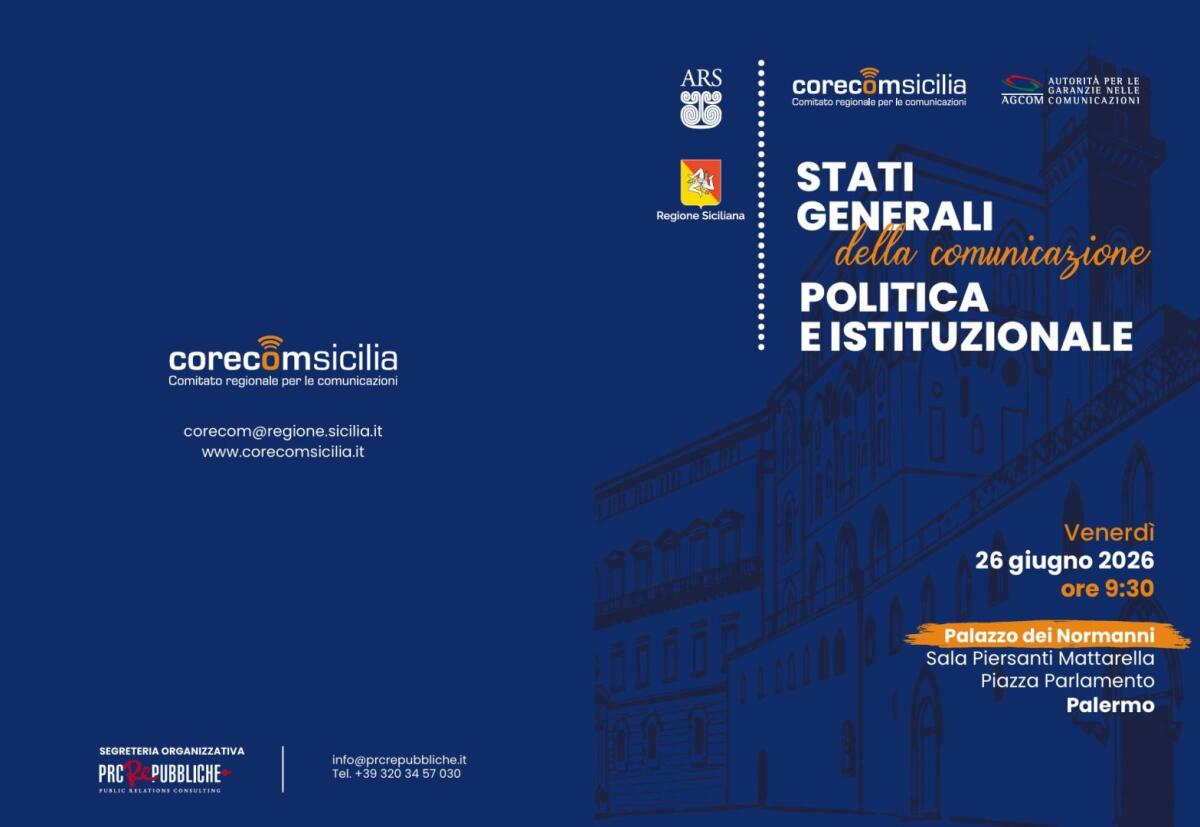 Corecom Sicilia, venerdì a Palermo gli “Stati Generali della Comunicazione Politica e Istituzionale” - 
